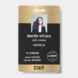 custom business logo sprankle goud & zwart Foto ID Badge