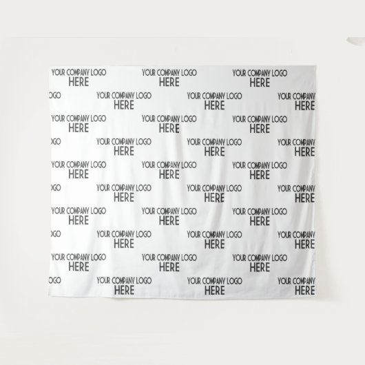 Custom Business Logo Stap & Herhaal Achtergrond Wi Wandkleed (Voorkant (horizontaal))