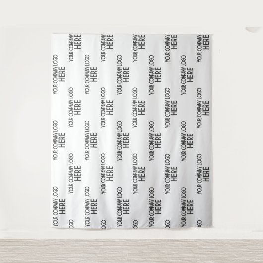 Custom Business Logo Stap & Herhaal Achtergrond Wi Wandkleed (Voorkant)