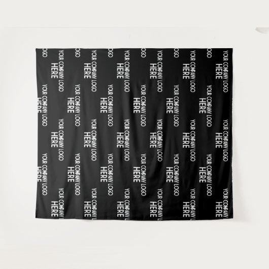 Custom Business Logo Stap & Herhaal Achtergrond Zw Wandkleed (Voorkant (horizontaal))