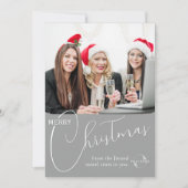 Custom Business logo, teamfoto & groet Grijs Feestdagenkaart (Voorkant)