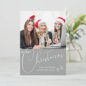 Custom Business logo, teamfoto & groet Grijs Feestdagenkaart (Staand voorkant)