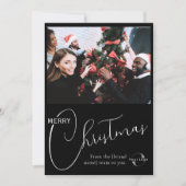 Custom Business logo, teamfoto & groet Zwart Feestdagenkaart (Voorkant)