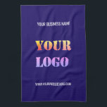Custom Business Logo Tekst Bedrijf Keukenhanddoek<br><div class="desc">Aangepaste kleuren en lettertypen - Gepersonaliseerde keukenhanddoeken met uw bedrijf Logo en naam Tekstinfo Zakelijk Promotioneel of Modern persoonlijk keukenhanddoek / cadeau - Maak uniek uw eigen ontwerp - Voeg uw Logo toe - Afbeelding - Foto of QR-code / naam - Info of aangepaste tekst - Formaat wijzigen en verplaatsen...</div>