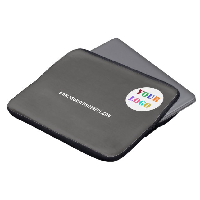 Custom Business Logo Tekst Laptop Sleeve Uw Kleur (Voorkant top)
