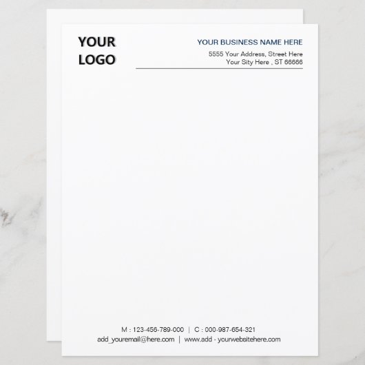 Custom Business Logo Tekst Letterhoofd Sjabloon (Voorkant / Achterkant)