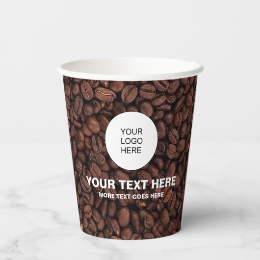 Custom Business Logo Tekst Marketing Koffiebonen Papieren Bekers (Achterkant)
