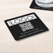 Custom Business Logo Tekst QR Code Promo Zwart Kartonnen Onderzetters (Schuin)