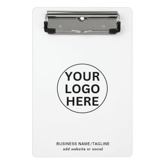 Custom Business Logo & Tekst Zwart & Wit Merk Mini Klembord (Voorkant)