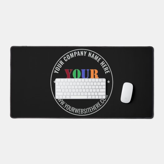 Custom Business Logo Text Branded Desk Mat Example (Keyboard & Muis)