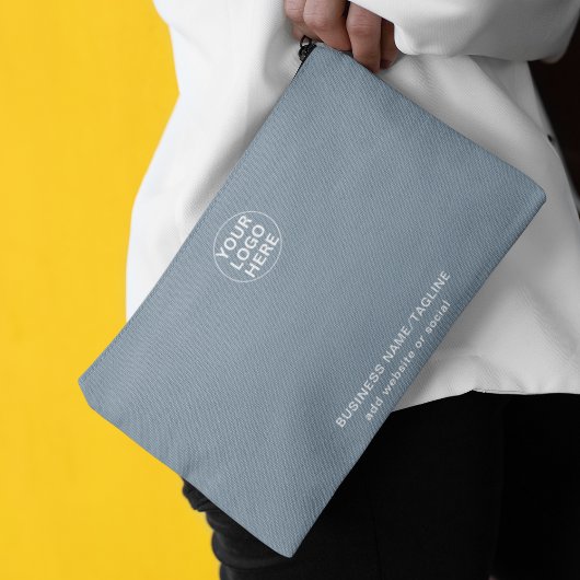 Custom Business Logo & Text l Dusty Blue Branded Etui