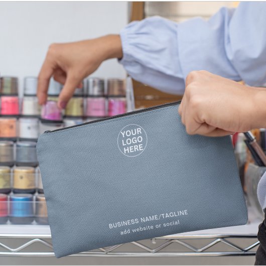 Custom Business Logo & Text l Dusty Blue Branded Etui