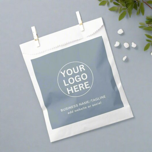 Custom Business Logo & Text l Dusty Blue Merk Bedankzakje