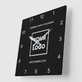 Custom Business Logo Text Minimal Black Vierkante Klok (Hoek)
