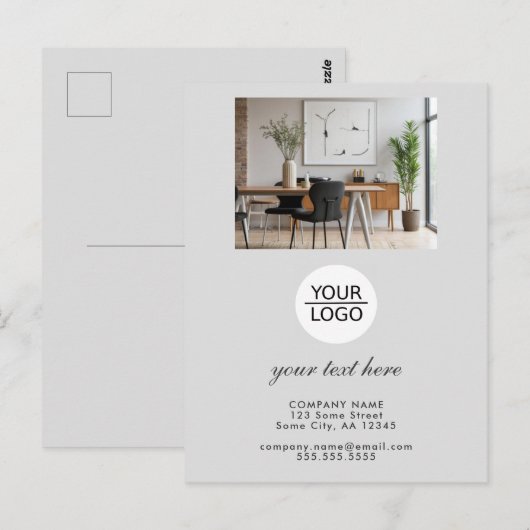 Custom Business Logo & Text Office Briefkaart (Voorkant / Achterkant)