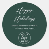 Custom Business Logo Vakantie Groeten Ronde Sticker (Voorkant)