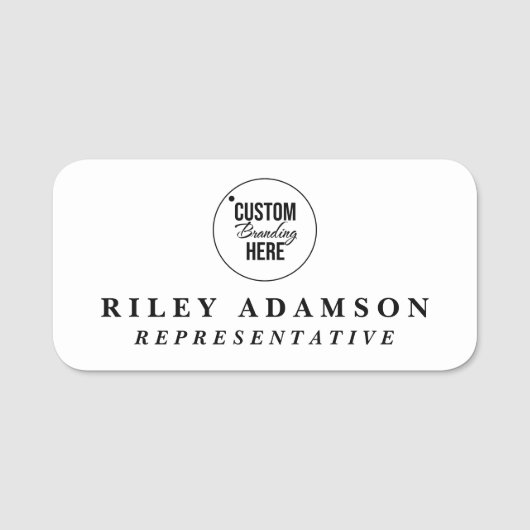 Custom Business Logo White Medewerker Magnetisch Naamplaatje (Voorkant)