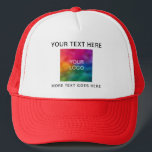 Custom Business Logo Wit Rood Unisex Honkbal Trucker Pet<br><div class="desc">Custom Unisex Business Company Logo Employee Bulk Elegant Modern Promotionele Sjabloon Upload Voeg Logo Mannen toe & Women's White and Red Baseball & Trucker Hat... </div>