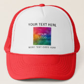 Custom Business Logo Wit Rood Unisex Honkbal Trucker Pet (Voorkant)