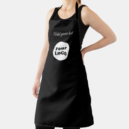 Custom Business Logo Wit Script Eenvoudig Zwart Schort (Insitu)
