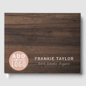 Custom Business Logo Wood Look Custom Company Gastenboek (Voorkant)