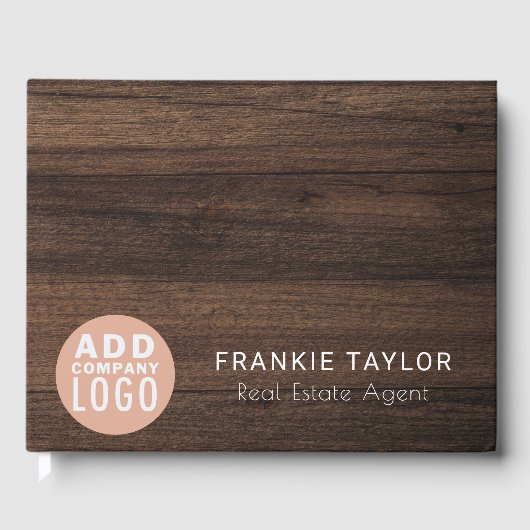 Custom Business Logo Wood Look Custom Company Gastenboek (Voorkant)