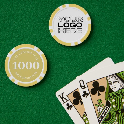 Custom Business Logo Yellow 1000 Value spel Poker Chips (Pokertafel (Dubbel))
