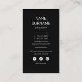 Custom Business Logo Zwart Professioneel Modern Visitekaartje (Achterkant)