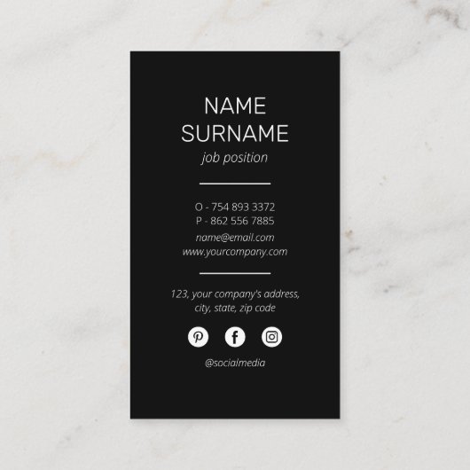 Custom Business Logo Zwart Professioneel Modern Visitekaartje (Achterkant)