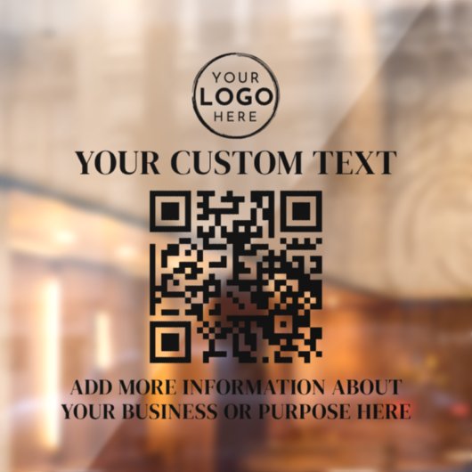 Custom Business Logo Zwart Wit Tekst QR Code Raamsticker (Vel 2)