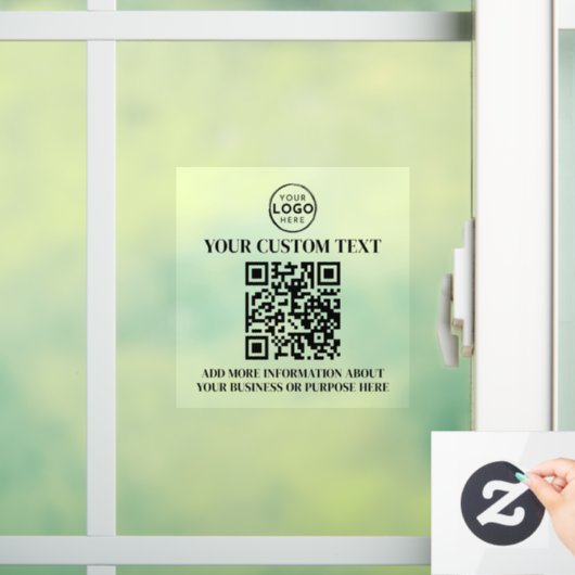 Custom Business Logo Zwart Wit Tekst QR Code Raamsticker (Huis)
