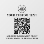 Custom Business Logo Zwart Wit Tekst QR Code Raamsticker (Vel)
