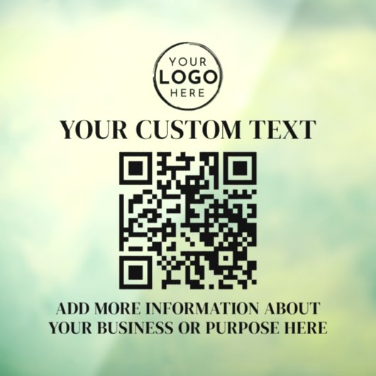 Custom Business Logo Zwart Wit Tekst QR Code Raamsticker (Vel 3)