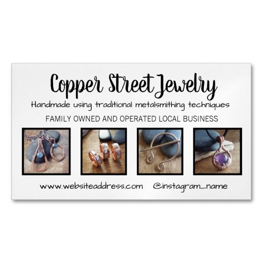 Custom Business Magnet met 4 productfoto's Magnetisch Visitekaartje (Voorkant)