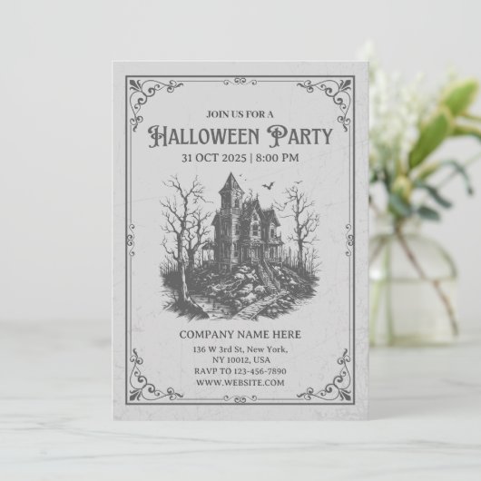 Custom Business Minimalist Halloween Kantoor Party Kaart (Staand voorkant)