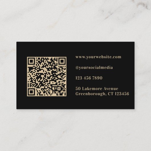 Custom Business Monogram Zwart Goud Loyaliteit Visitekaartje (Achterkant)