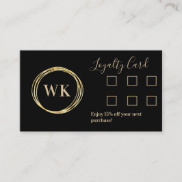 Custom Business Monogram Zwart Goud Loyaliteit Visitekaartje