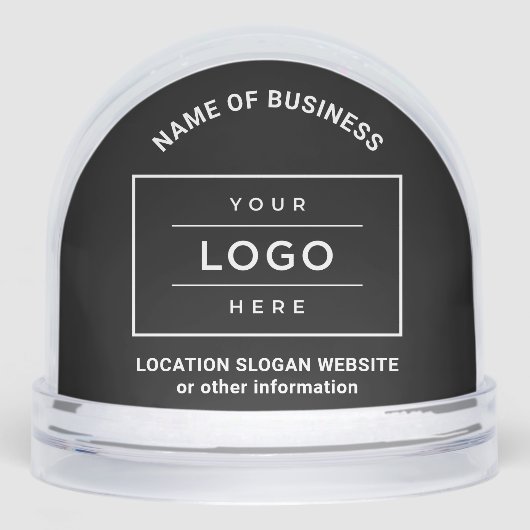 Custom Business Name and Logo Black Branded Sneeuwbol (Voorkant)