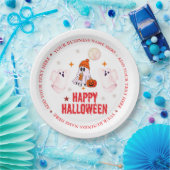 Custom Business Name, Text & Ghost Halloween Papieren Bordje (Feest)