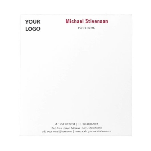 Custom Business Notitieblok Sjabloon Ontwerp uw ei (Voorkant)