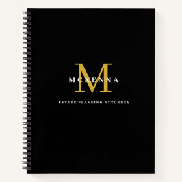 Custom Business Notitieboek met Monogram Zwart Gou