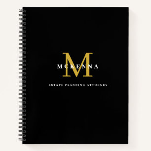 Custom Business Notitieboek met Monogram Zwart Gou