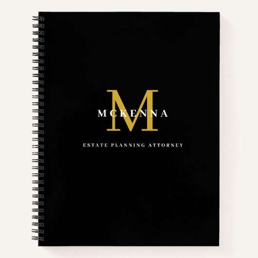 Custom Business Notitieboek met Monogram Zwart Gou (Voorkant)