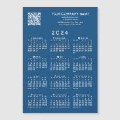 Custom Business QR Code 2024 Kalender Blauwe Magne (Voorkant)