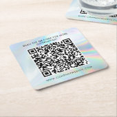 Custom Business QR Code Holographic Marketing Kartonnen Onderzetters (Schuin)