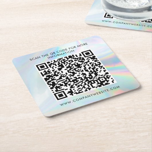 Custom Business QR Code Holographic Marketing Kartonnen Onderzetters (Schuin)