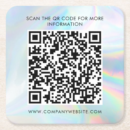 Custom Business QR Code Holographic Marketing Kartonnen Onderzetters (Voorkant)