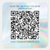 Custom Business QR Code Holographic Marketing Vierkante Sticker (Voorkant)