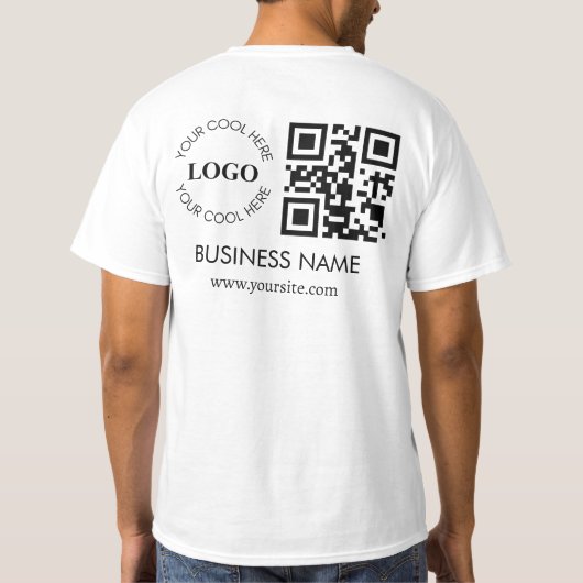 Custom Business QR Code Logo Front Back Crew Staff T-shirt (Achterkant)