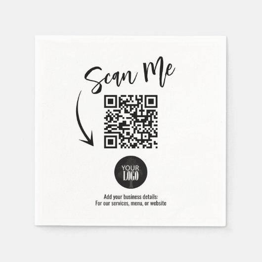 Custom Business QR Code Scan Me Cocktail Servet (Voorkant)